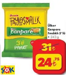 ÜLKER CANPARE FINDIKLI BİSKÜVİ 3’LÜ